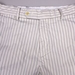Polo by Ralph Lauren Shorts 32 (32x9) Mens Flat Front Beige Pinstripe GUC